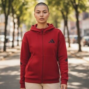 Adidas Men's Large Track Tops Hoodie Red JF6540 | Full Zip ZNE Power Red Jacket